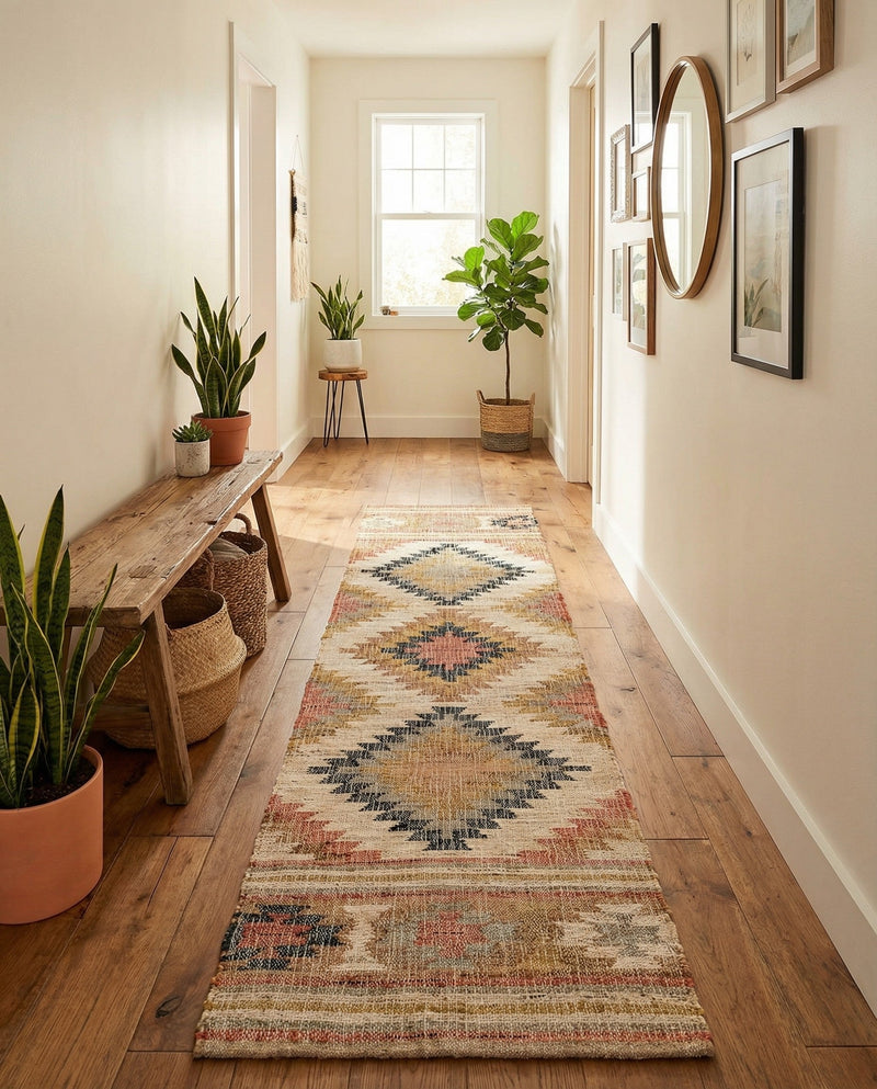 Desert Weave Jute Collection Area Rug - Sahara Runner Multi  lifestyle 48