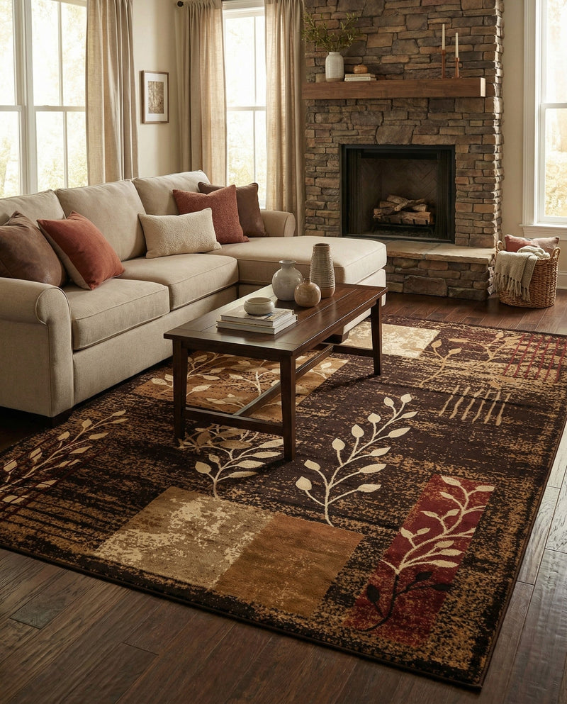 Bistro Lounge Collection Area Rug -  Affogato Rectangle Brown  lifestyle 19