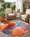 Urban Terrace Collection Area Rug -  Patio Round Gray and Pink  lifestyle 63