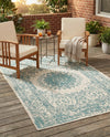 Patio Heritage Collection Area Rug -  Lafayette (Aqua) Rectangle Aqua  lifestyle 4
