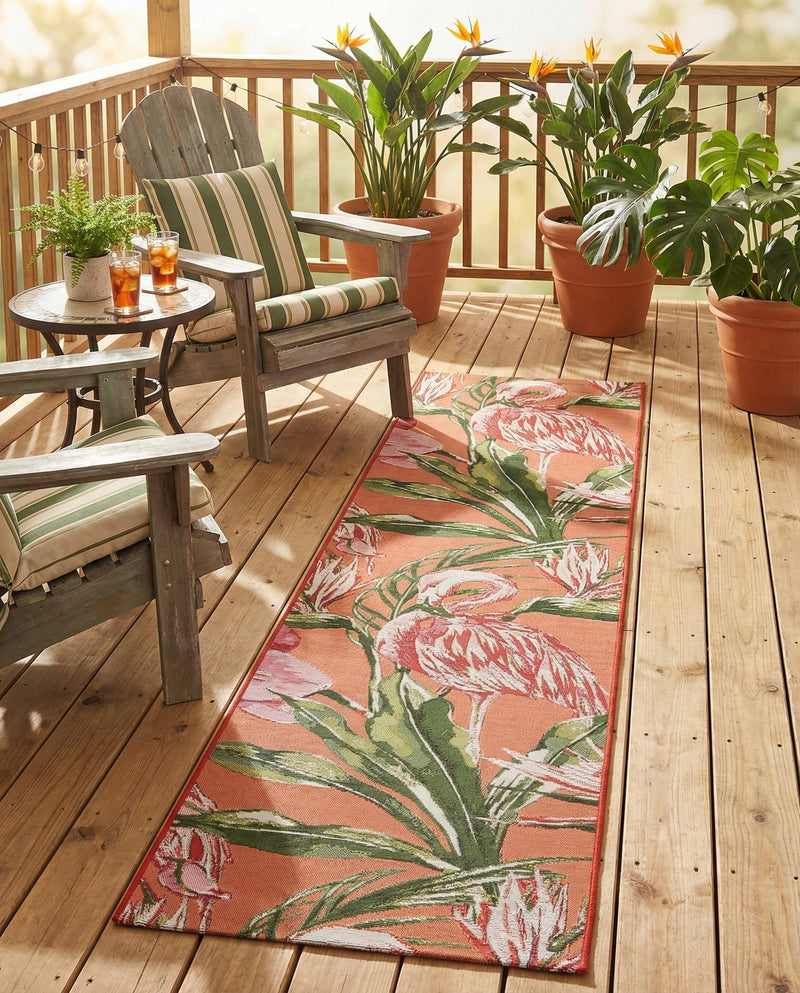 Seaside Blooms Collection Area Rug -  Kyoto Runner Coral  lifestyle 48
