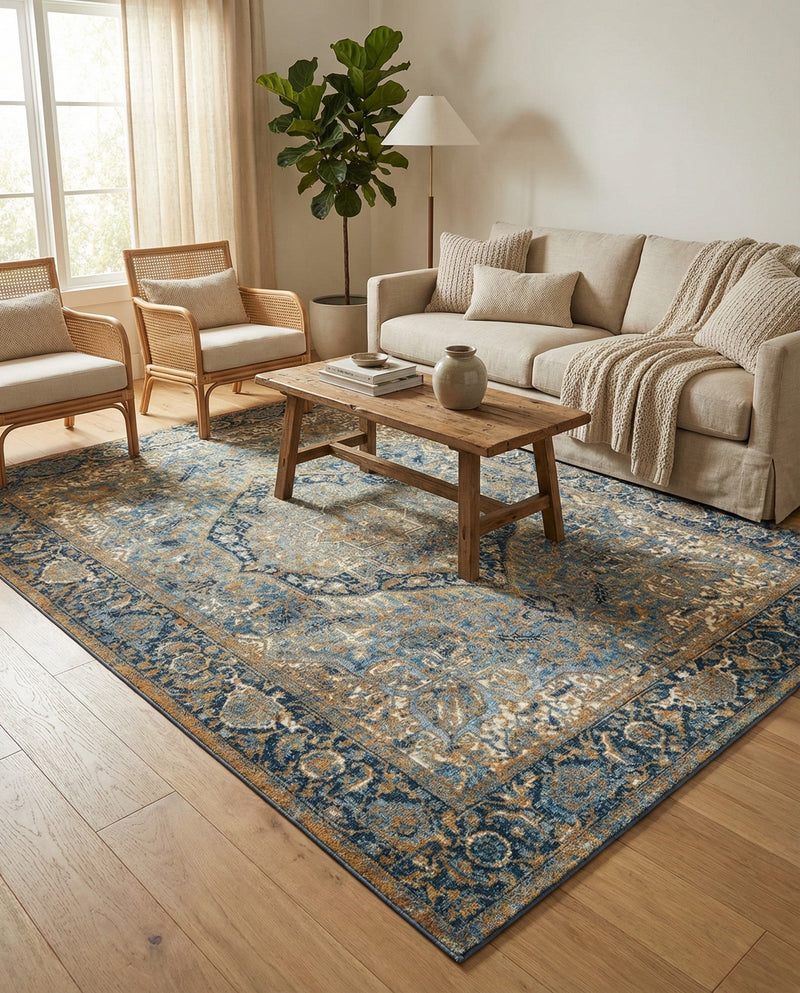 Patio Heritage Collection Area Rug -  Haven Rectangle Blue  lifestyle 25