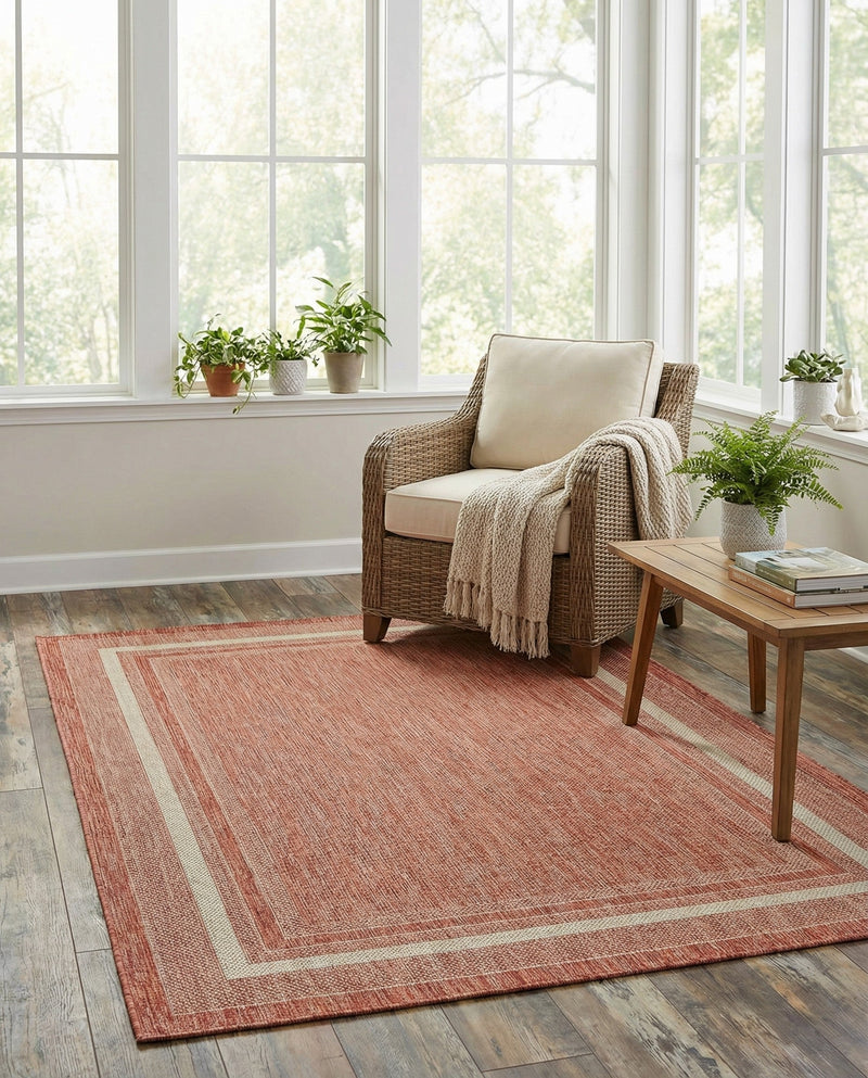 Terrace Fringe Collection Area Rug - Veranda (Rust Red) Rectangle Rust Red  lifestyle 3