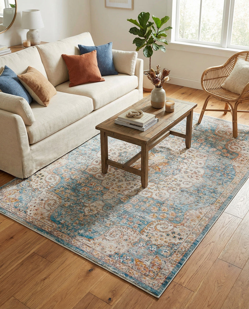Coastal Haven Collection Area Rug - Seabreeze (Blue) Rectangle Blue  lifestyle 11