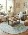 Patio Heritage Collection Area Rug -  Augusta (Aqua) Round Aqua  lifestyle 58