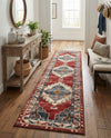Patio Heritage Collection Area Rug -  Alcove Runner Red and Navy Blue  lifestyle 68