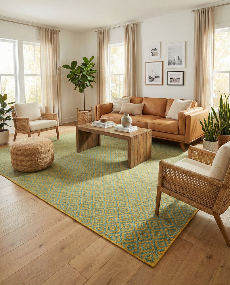 Urban Oasis Rugs Collection Area Rug -  Rooftop (Yellow and Aqua) Rectangle Yellow and Aqua  lifestyle 13