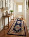Tabriz Tapestry Collection Area Rug - Azerbaijan (Navy Blue) Runner Navy Blue  lifestyle 46