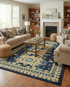 Tabriz Tapestries Collection Area Rug - Azerbaijan (Navy Blue) Rectangle Navy Blue  lifestyle 9