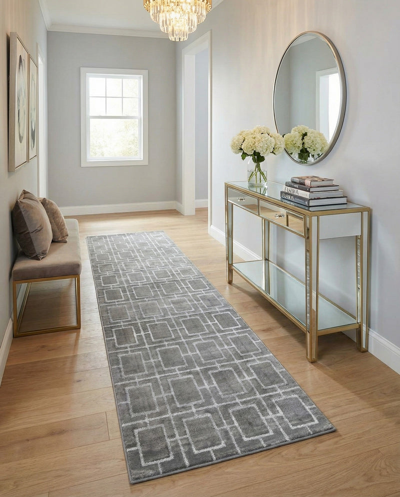 Hollywood Luxe Collection Area Rug -  Beverly (Gray Silver) Runner Gray Silver  lifestyle 32