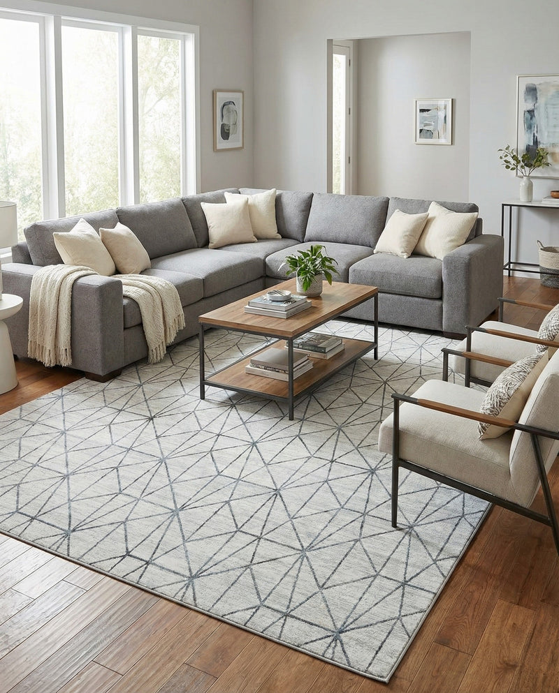 Garden Maze Retreat Collection Area Rug -  Arborlane Rectangle White  lifestyle 22