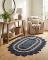 Woven Seaside Jute Collection Area Rug - Coastalhaven (Navy Blue and White) Oval Navy Blue and White  lifestyle 19