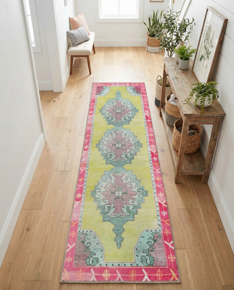 Heritage Elegance Collection Area Rug -  Winterthur (Green) Runner Green  lifestyle 37