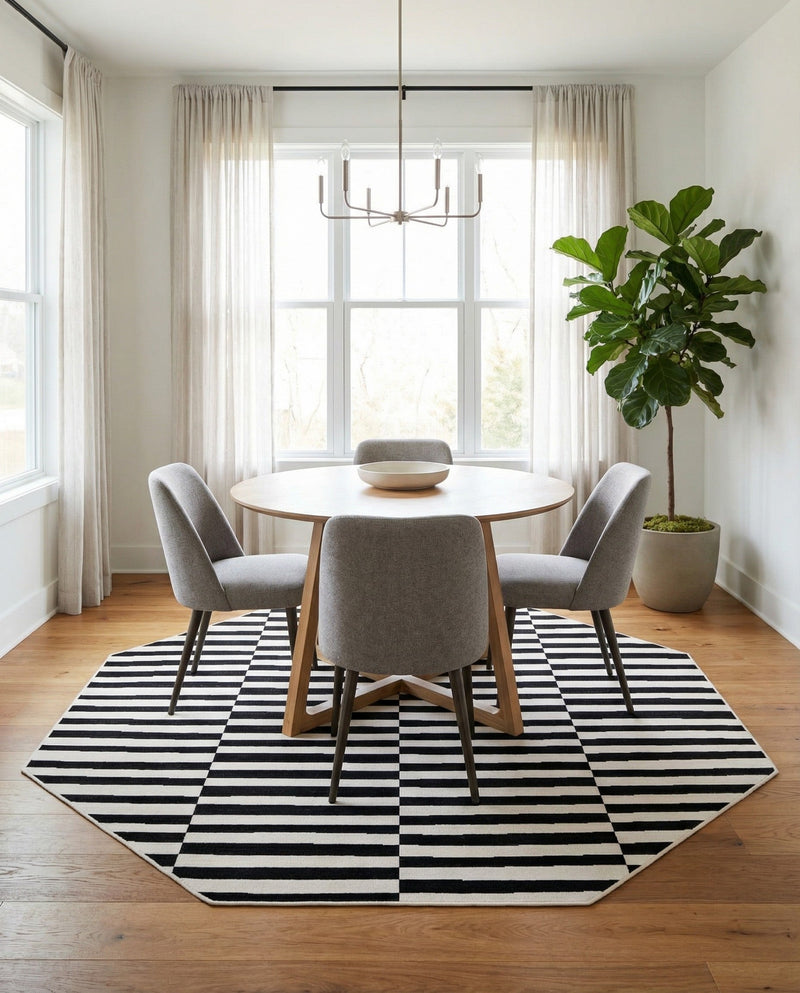 Soho Elegance Collection Area Rug -  Hudson (Black) Octagon Black  lifestyle 65