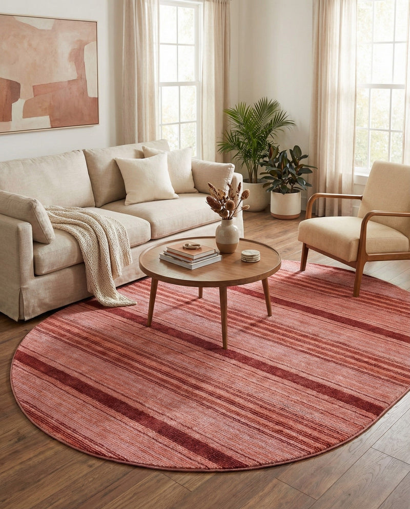 Jewel Oasis Collection Area Rug - Sapphire (Rusty Pink Rose) Oval Rusty Pink Rose  lifestyle 38