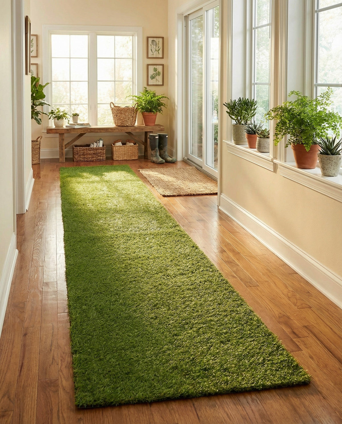 Meadow Retreat Collection Area Rug - Glen Runner Green  lifestyle 95