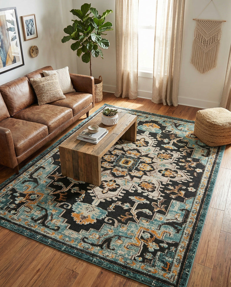Outdoor Marrakesh Collection Area Rug -  Essaouira Rectangle Navy Blue  lifestyle 7