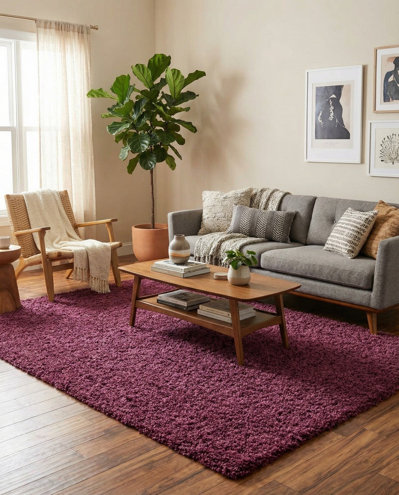 Plush Oasis Collection Area Rug - Serenity (Eggplant Purple) Rectangle Eggplant Purple  lifestyle 8