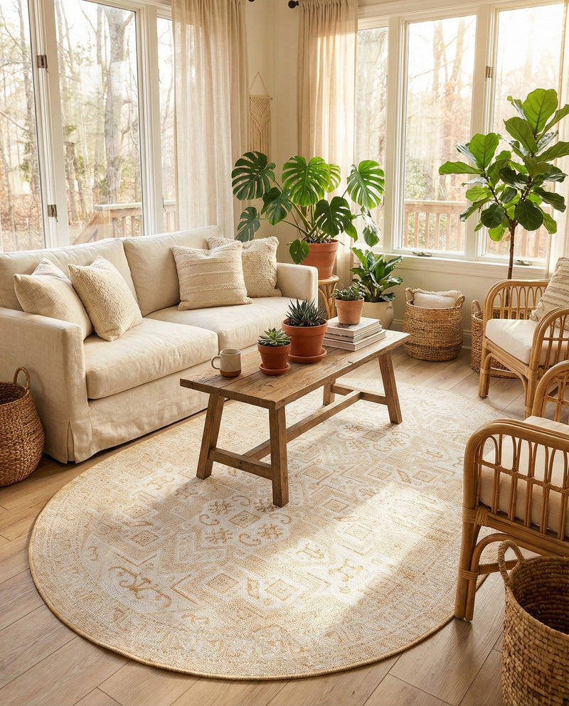Tribal Terrace Treasures Collection Area Rug - Mayan Marina (Natural) Oval Natural  lifestyle 32