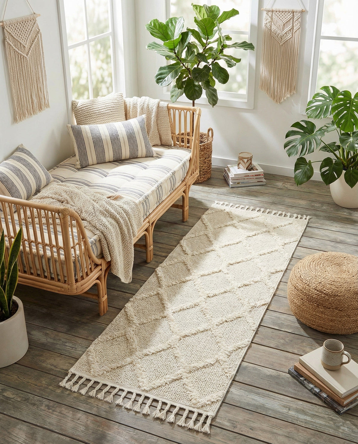 Sahara Chic Collection Area Rug -  Tuareg Runner Ivory  lifestyle 80