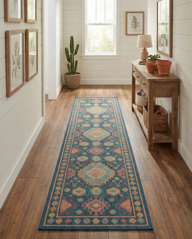 Coastal Terrace Collection Area Rug -  Dunes Runner Navy Blue  lifestyle 64