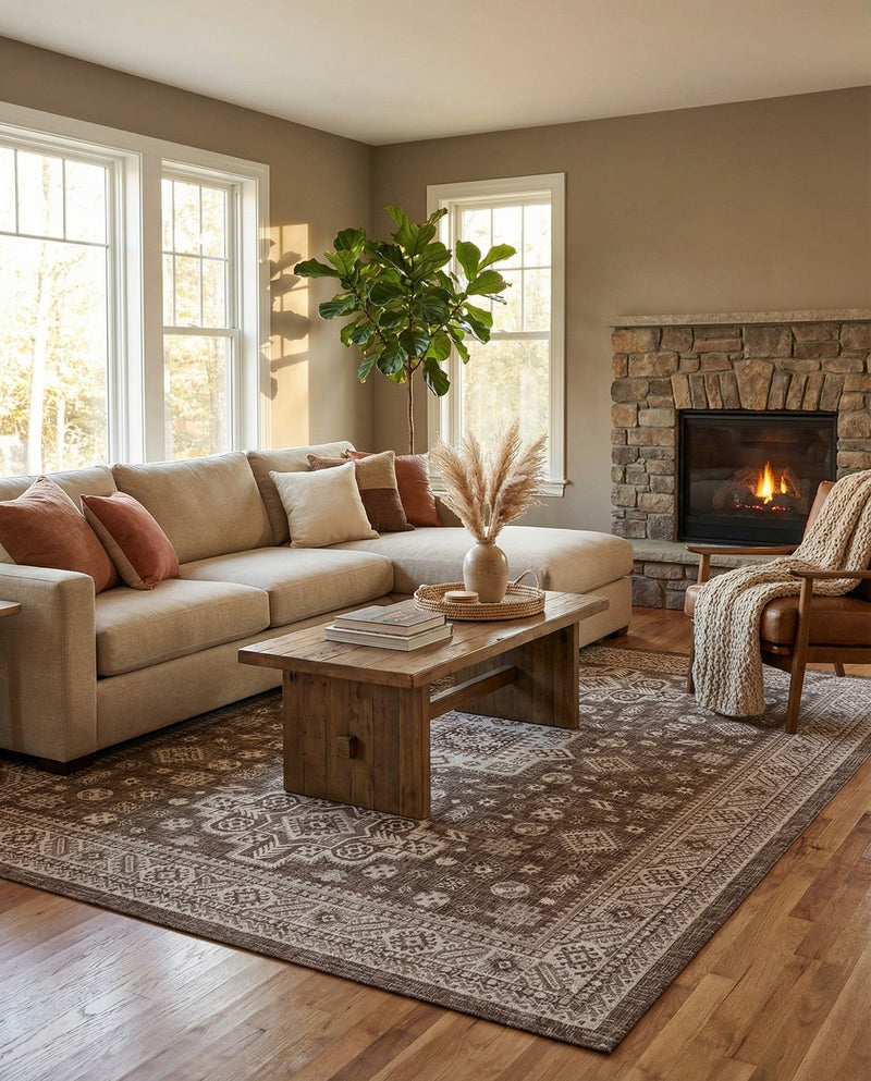 Tribal Terrace Treasures Collection Area Rug -  Incan Isle (Brown) Rectangle Brown  lifestyle 7
