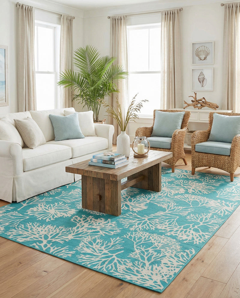 Seaside Haven Rugs Collection Area Rug -  Seaside Rectangle Teal  lifestyle 12