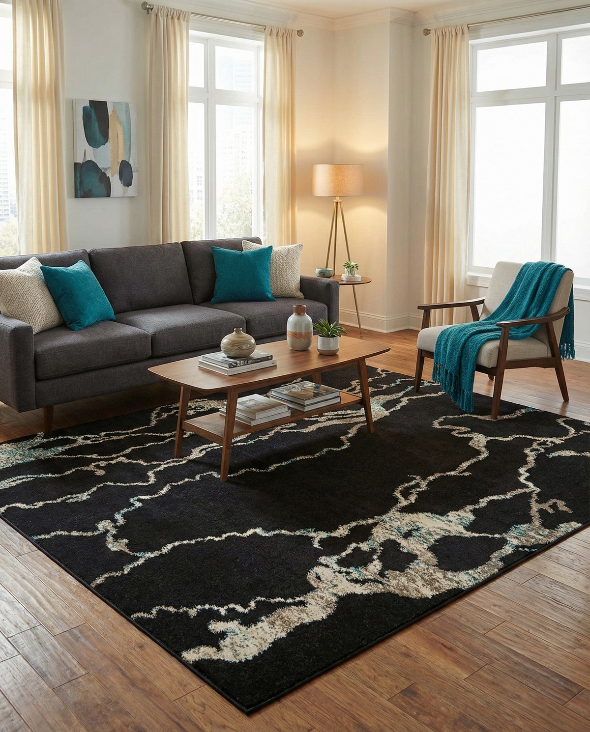 Brighton Terrace Collection Area Rug -  Aldrington Square Navy Blue  lifestyle 102