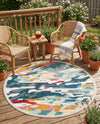 Outdoor Marrakesh Collection Area Rug -  Meknes Round Multi  lifestyle 65
