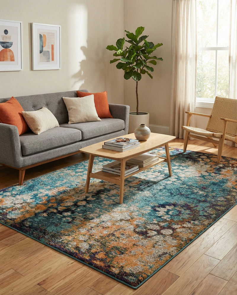 Venetian Tapestry Collection Area Rug - Murano Rectangle Blue  lifestyle 22