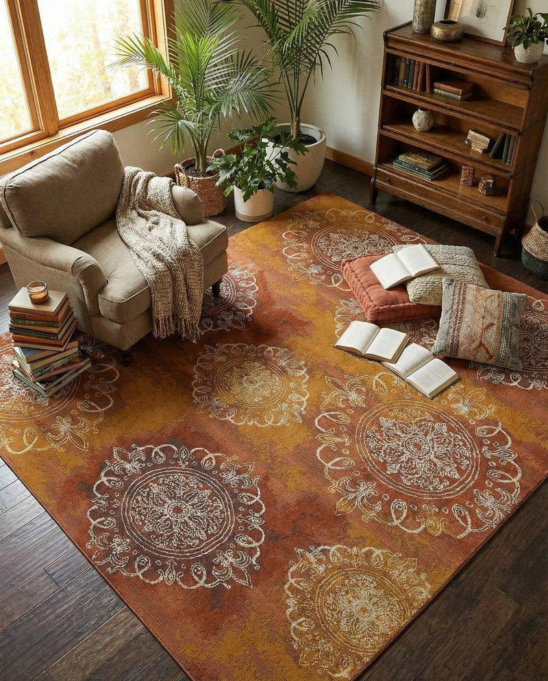 Urban Terrace Collection Area Rug -  Veranda Rectangle Rust Red  lifestyle 3