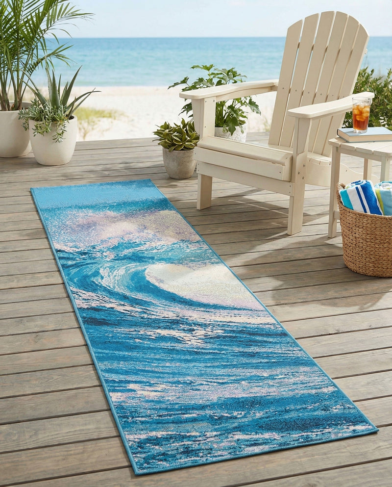 Urban Terrace Collection Area Rug - Veranda Runner Blue  lifestyle 64
