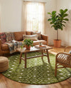 Mediterranean Lattice Collection Area Rug - Santorini (Green) Round Green  lifestyle 25