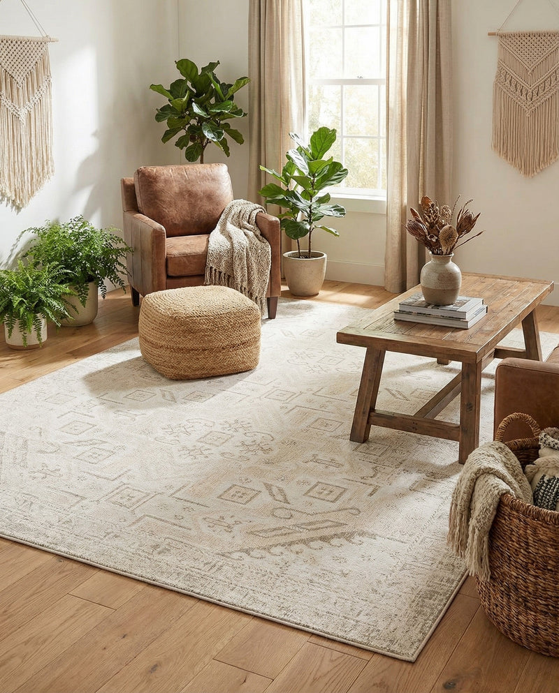 Tribal Terrace Treasures Collection Area Rug - Mayan Marina (Light Gray) Rectangle Light Gray  lifestyle 3
