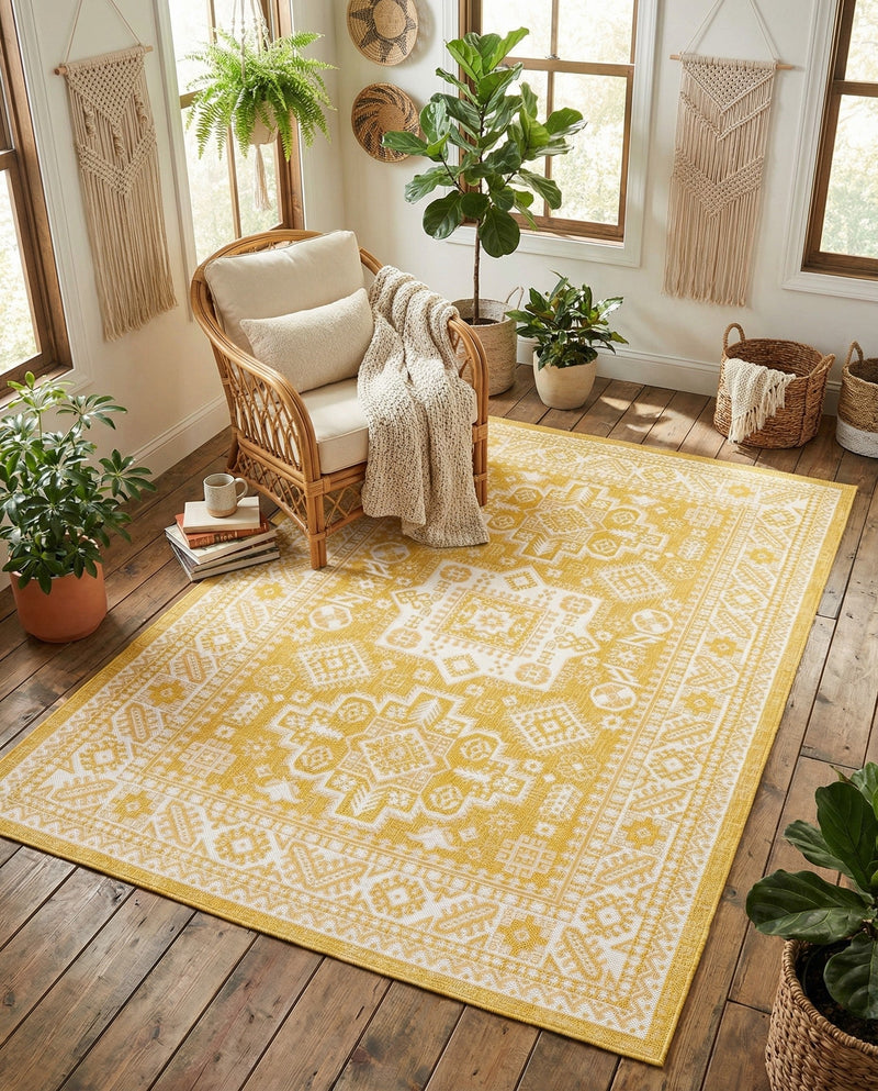 Tribal Terrace Treasures Collection Area Rug -  Incan Isle (Yellow) Rectangle Yellow  lifestyle 20