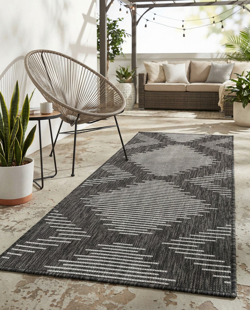 Urban Terrace Collection Area Rug -  Chelsea (Charcoal Gray) Runner Charcoal Gray  lifestyle 82