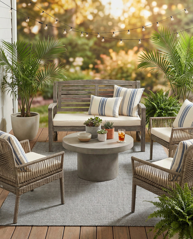 Jill Zarin Sedona Oasis Outdoor Collection Area Rug - Coconino (Silver Stars) Rectangle Silver Stars  lifestyle 7