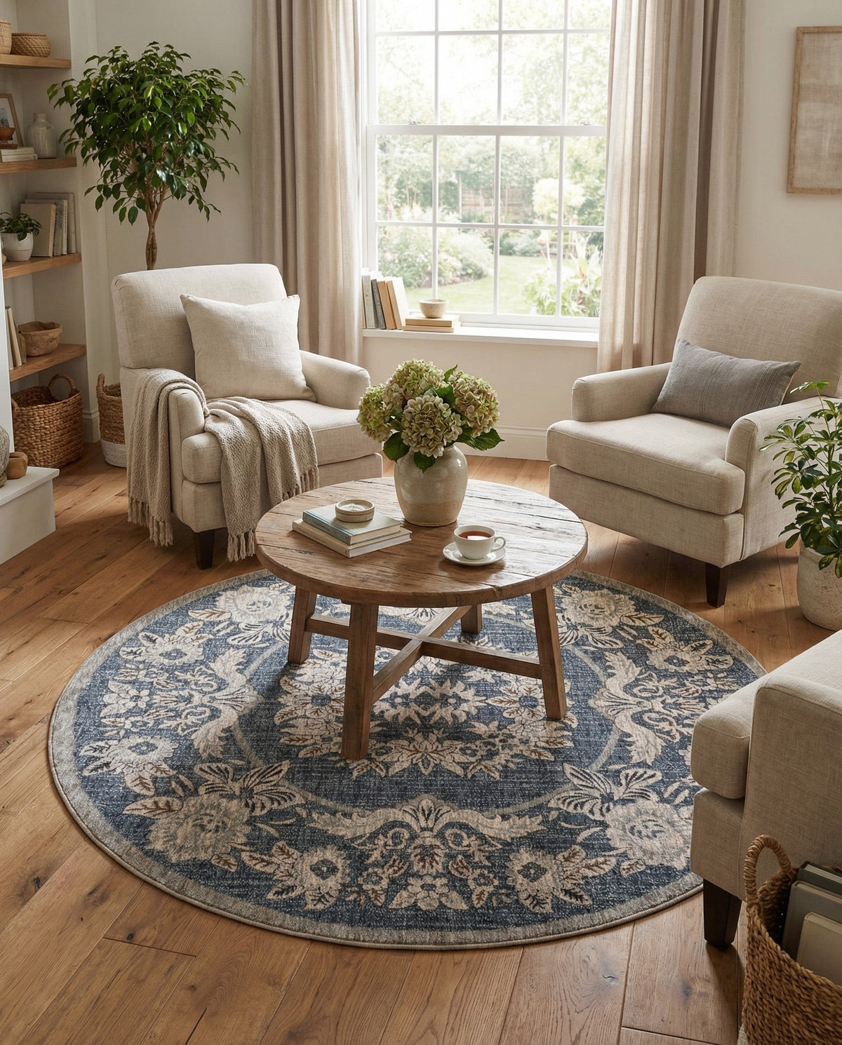 Heritage Harbor Collection Area Rug -  Seabreeze Round Harbor Blue  lifestyle 168