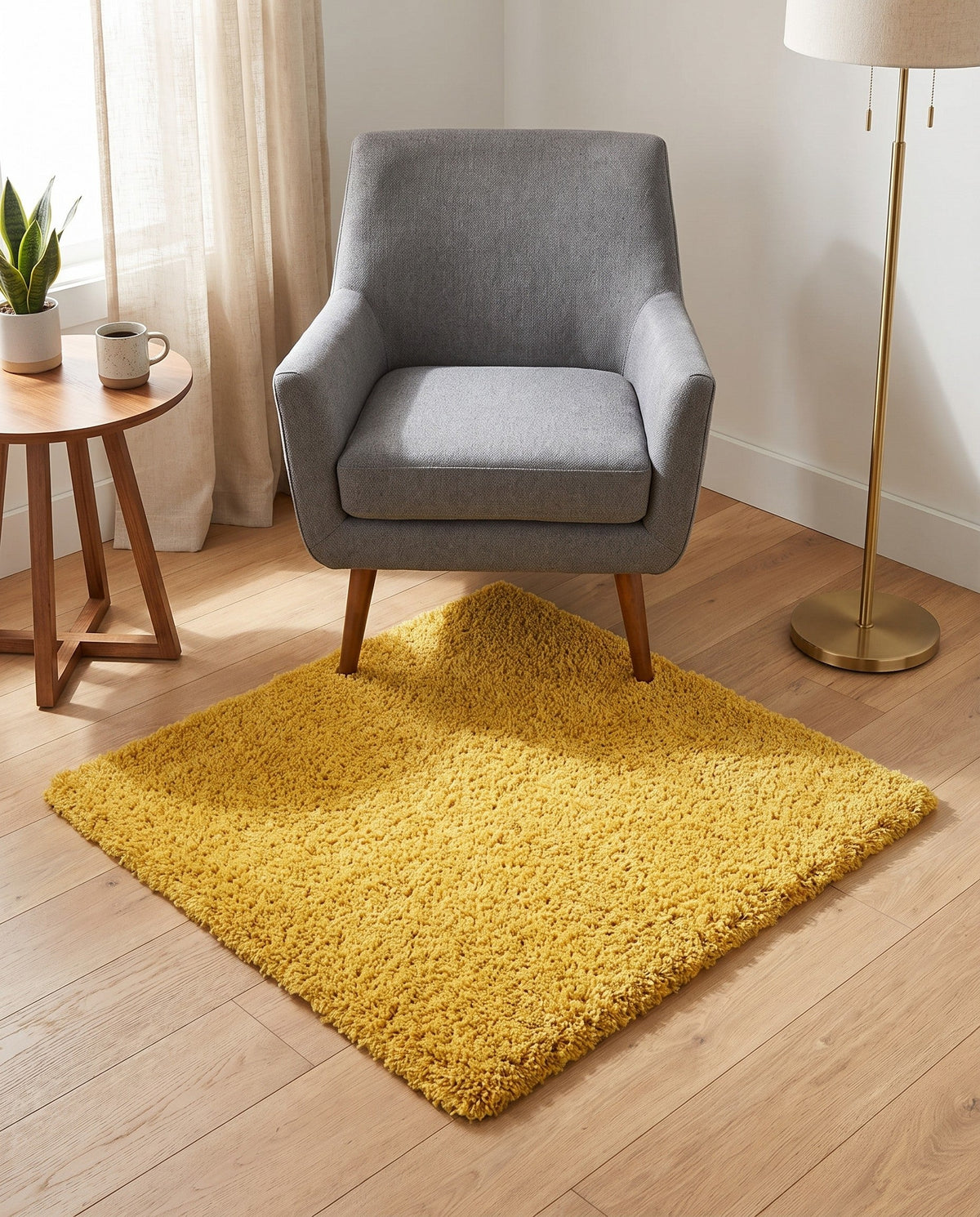 Alpine Plush Collection Area Rug -  Cortina (Sun Yellow) Square Sun Yellow  lifestyle 83