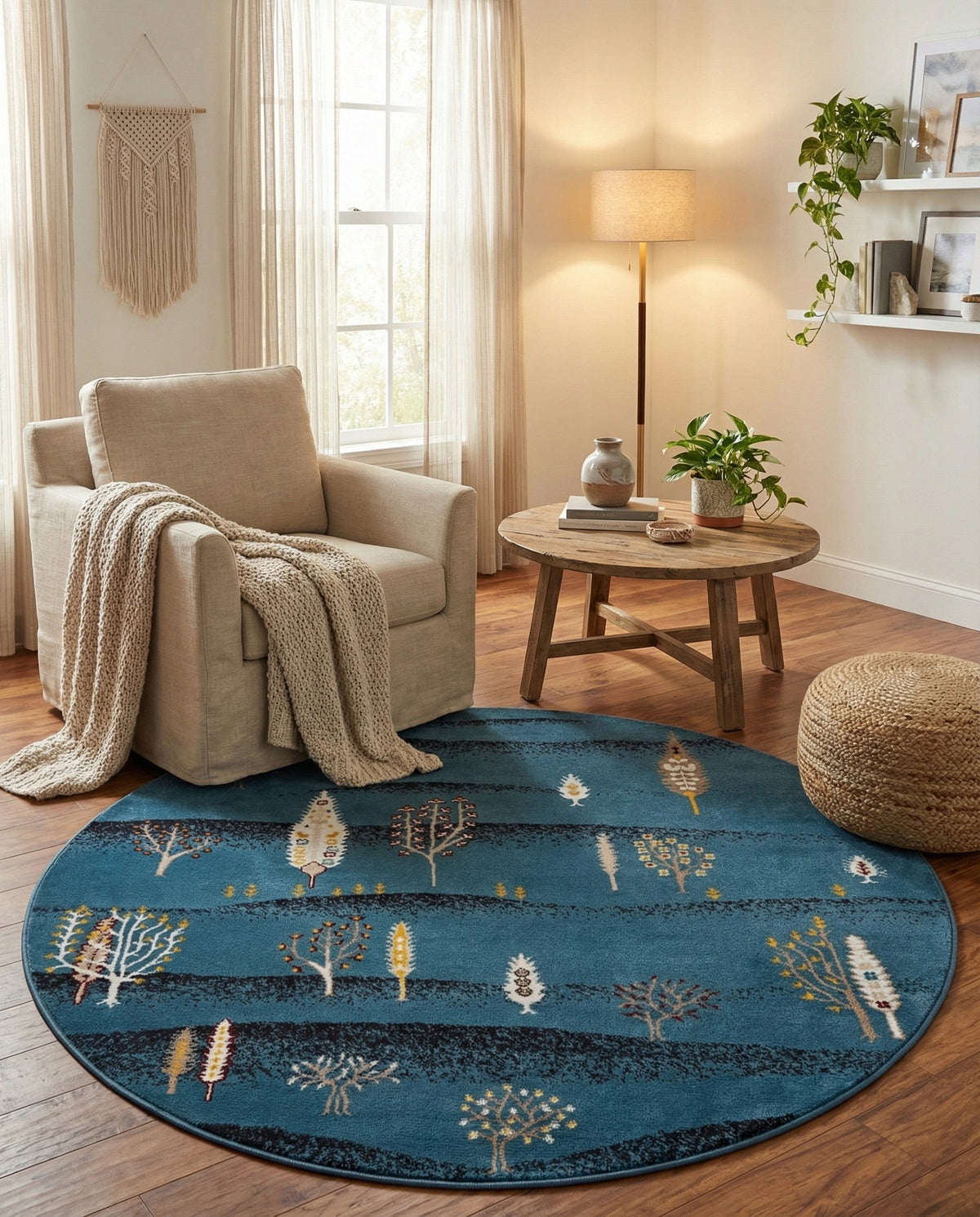 Coastal Haven Collection Area Rug -  Surfside Round Blue  lifestyle 60