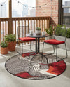Urban Terrace Collection Area Rug -  Porch Round Red and Black  lifestyle 20