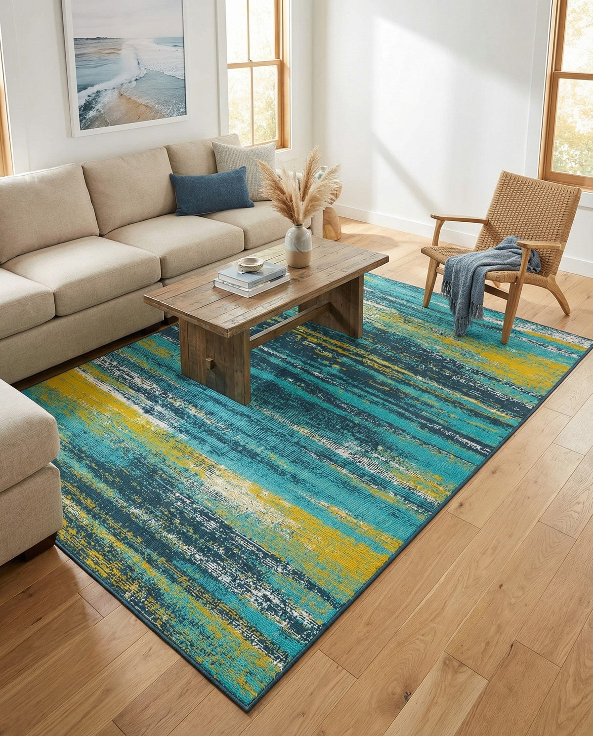 Seaside Haven Rugs Collection Area Rug -  Sandbar Rectangle Multi.Blue  lifestyle 12