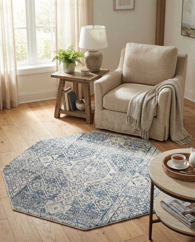 Coastal Haven Collection Area Rug -  Shoreline Octagon Gray  lifestyle 51