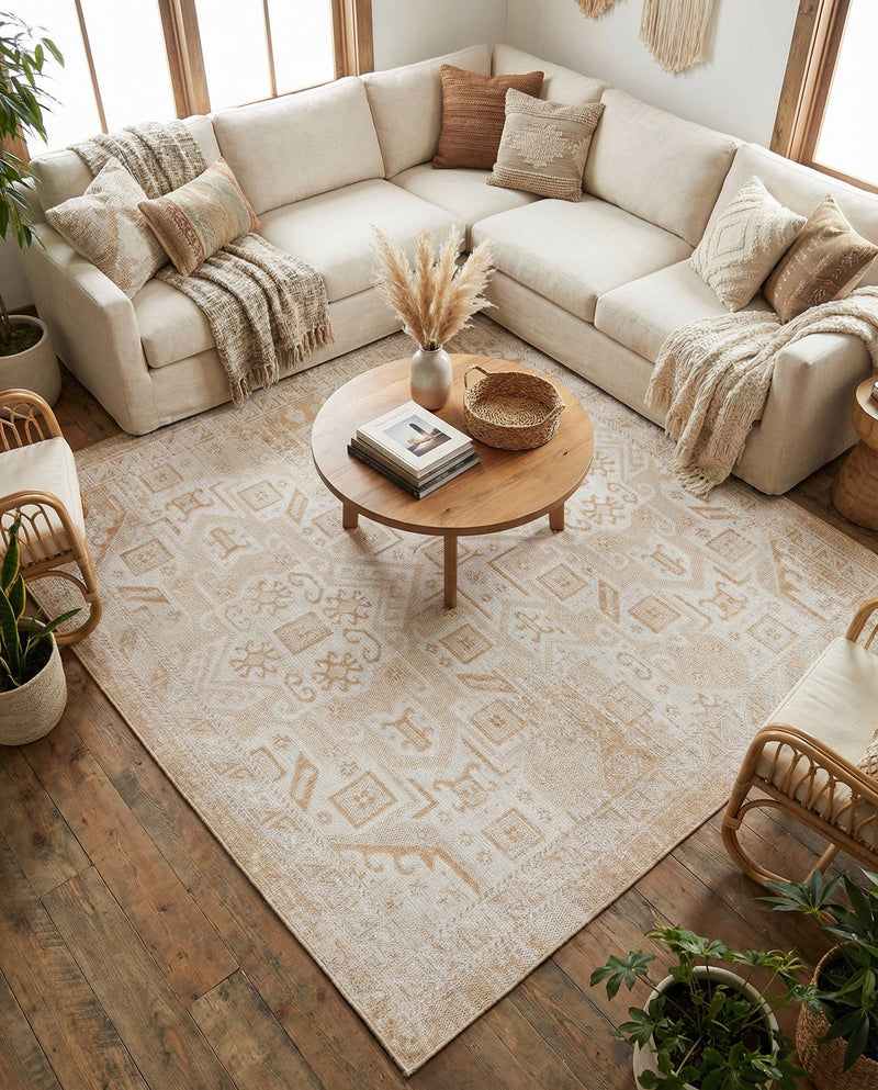 Tribal Terrace Treasures Collection Area Rug - Mayan Marina (Natural) Square Natural  lifestyle 44