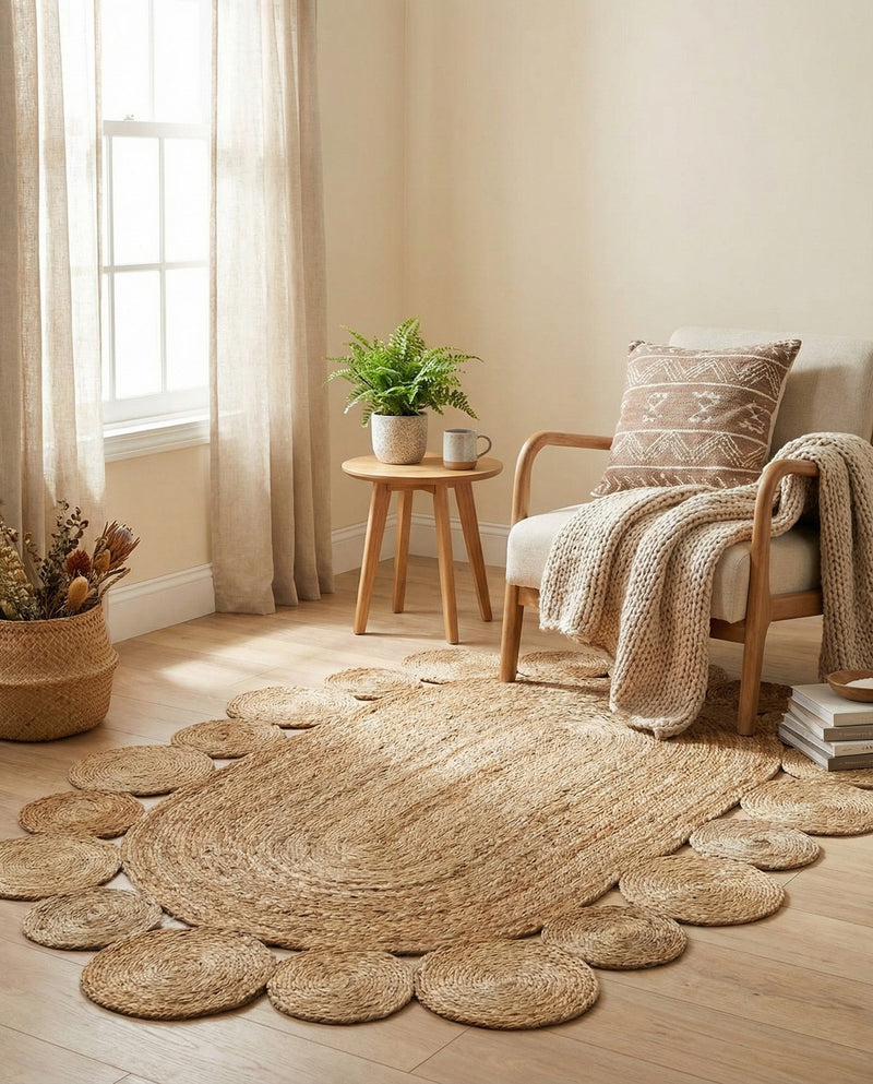 Woven Seaside Jute Collection Area Rug - Sienna Oval Natural  lifestyle 9