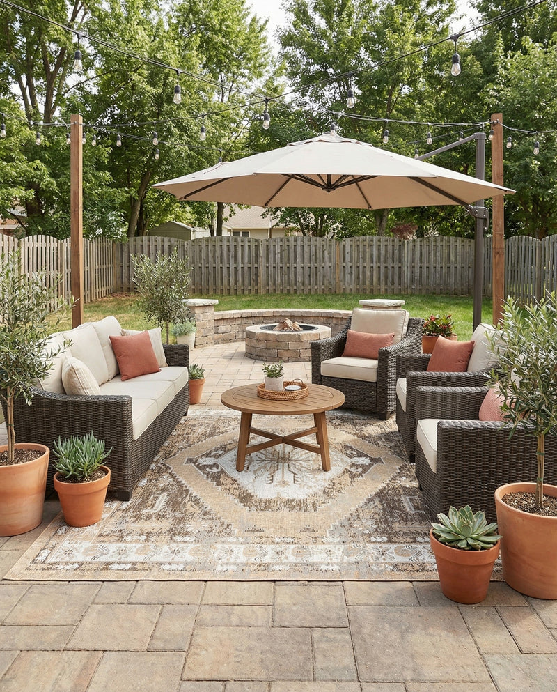Patio Heritage Collection Area Rug -  Augusta (Natural) Square Natural  lifestyle 56