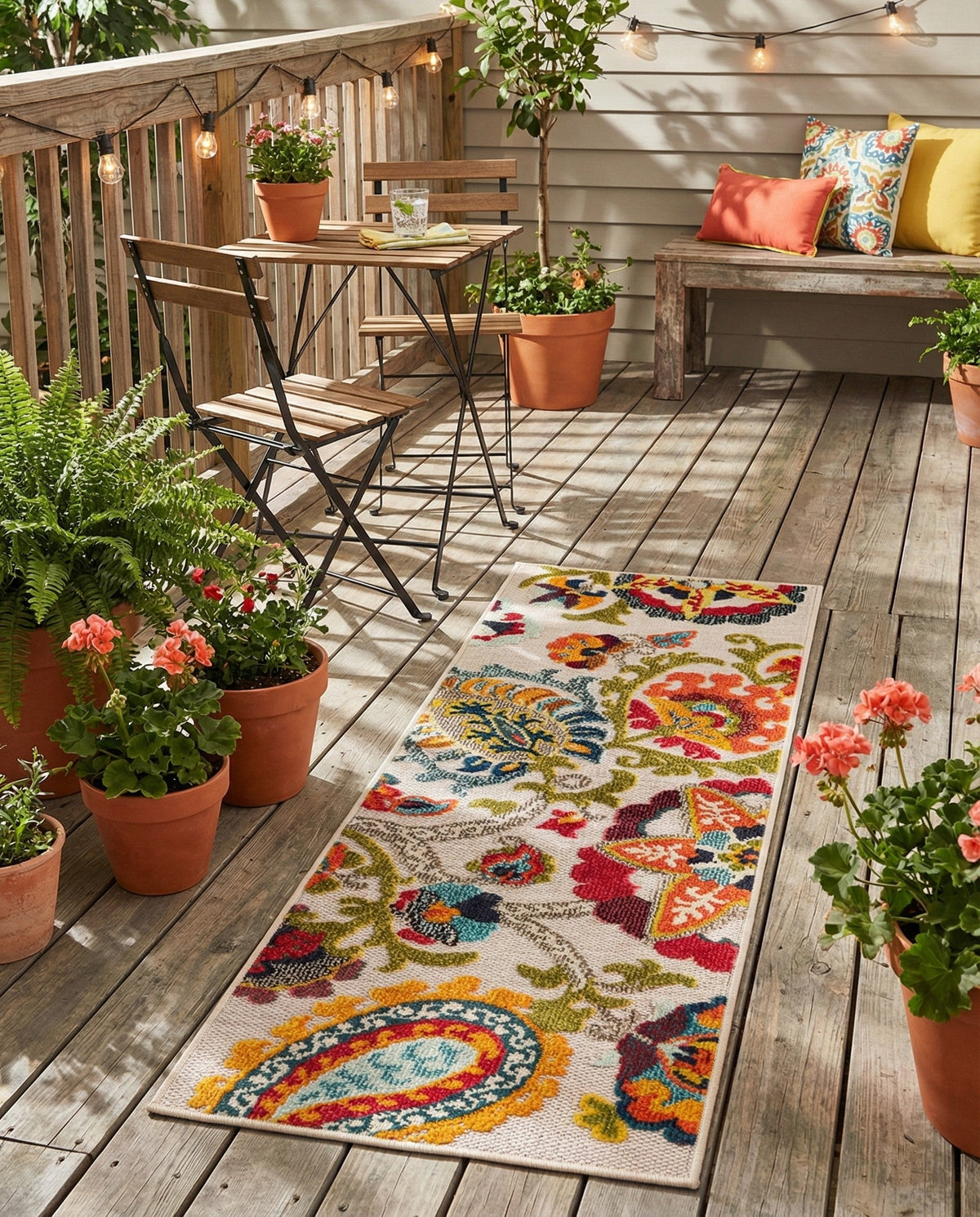 Outdoor Marrakesh Collection Area Rug - Fes Runner Multi Beige  lifestyle 119