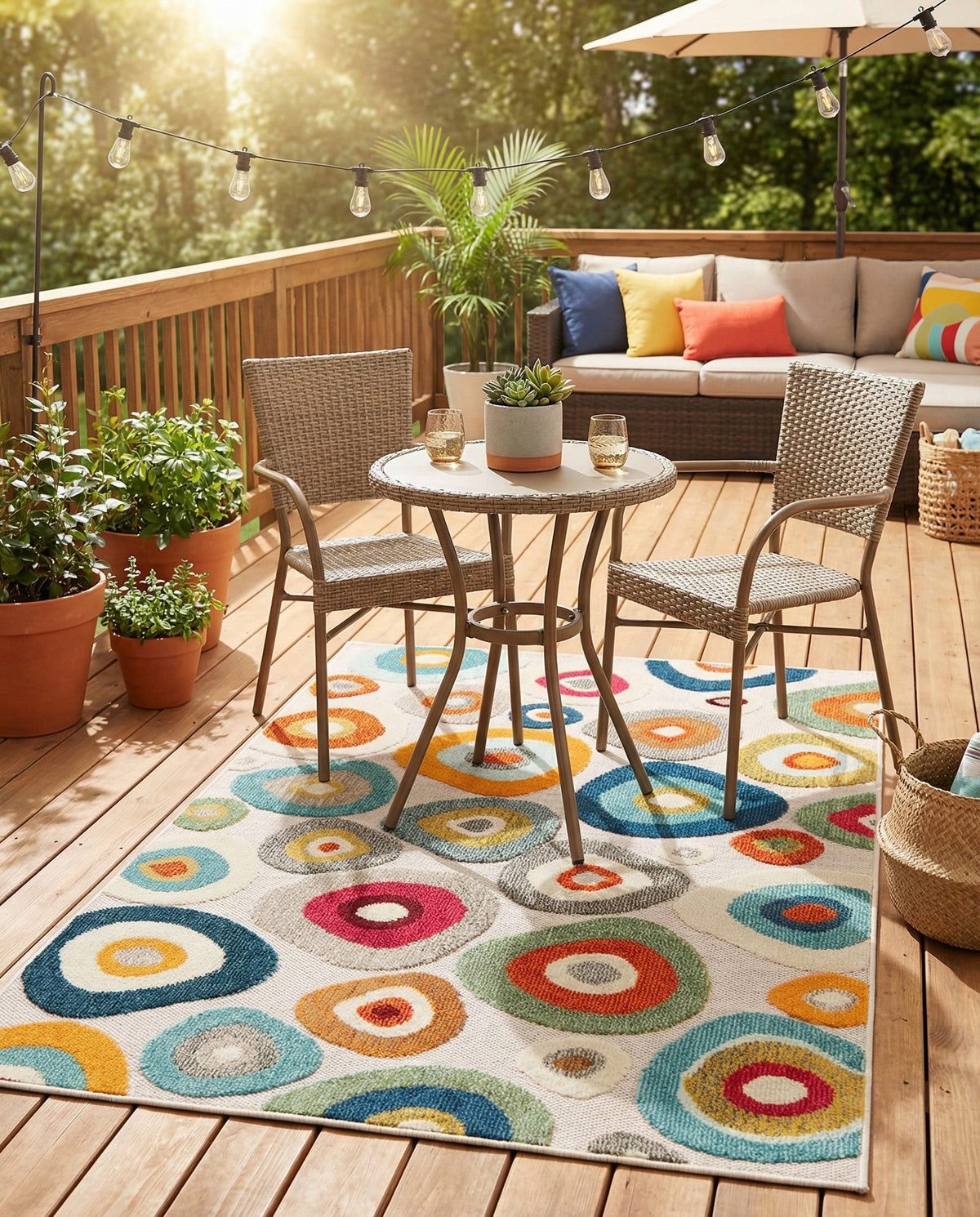 Outdoor Marrakesh Collection Area Rug -  Chefchaouen Rectangle Multi Beige  lifestyle 20