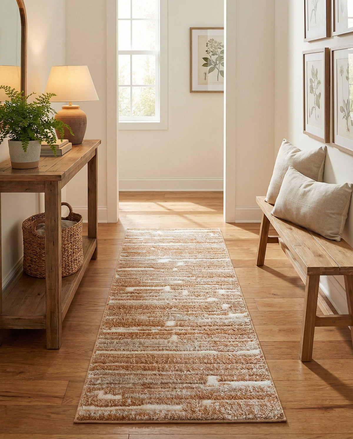 Sienna Collection Area Rug -  Rome Runner Caramel and Ivory  lifestyle 152