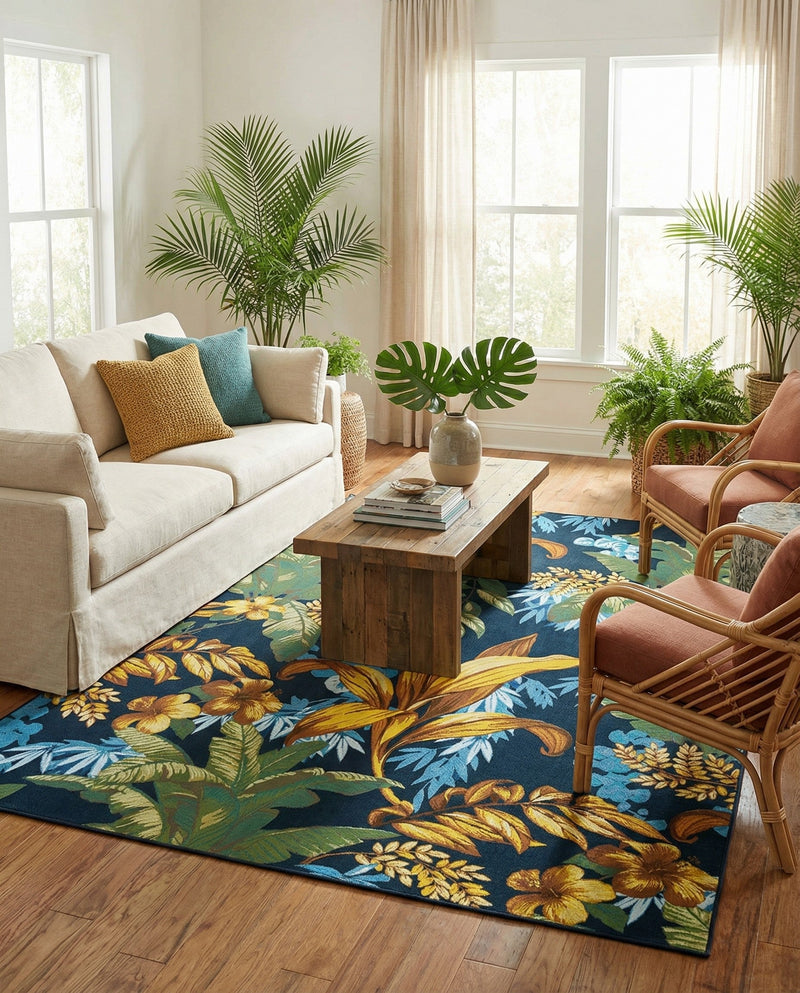 Seaside Blooms Collection Area Rug -  Grove Rectangle Multi  lifestyle 41